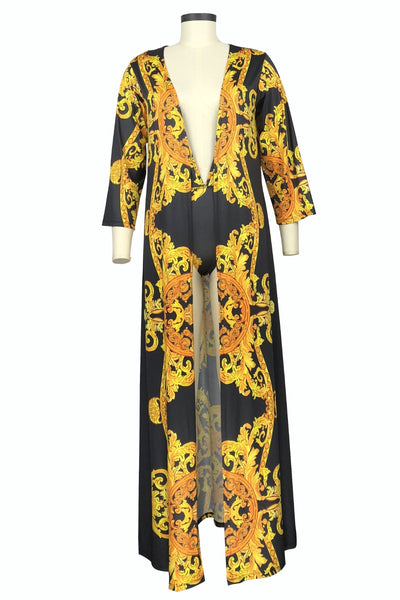 Sunset Glow Swimsuit and Cover Up Swim Set (Black/Gold)