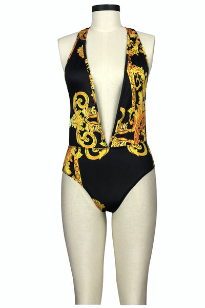 Sunset Glow Swimsuit and Cover Up Swim Set (Black/Gold)