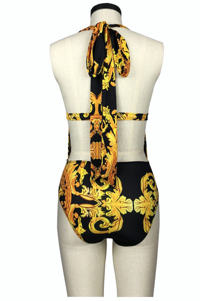 Sunset Glow Swimsuit and Cover Up Swim Set (Black/Gold)