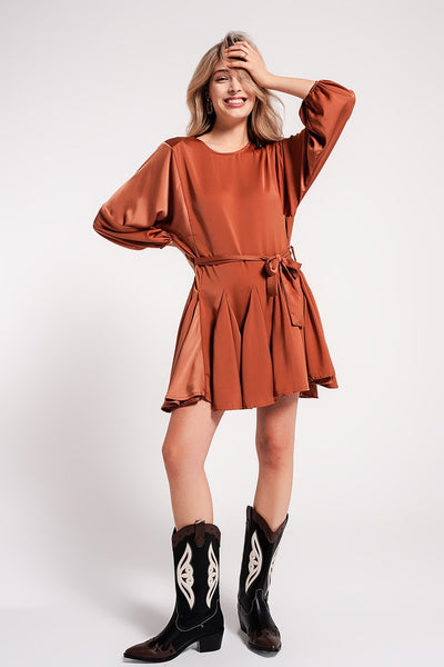 Camilla Satin Mini Belted Dress