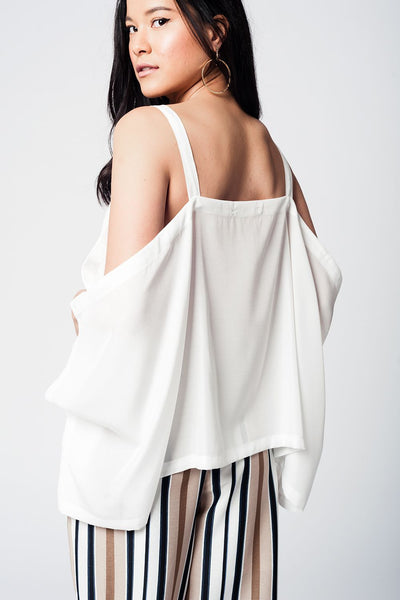 White Cold Shoulder Top