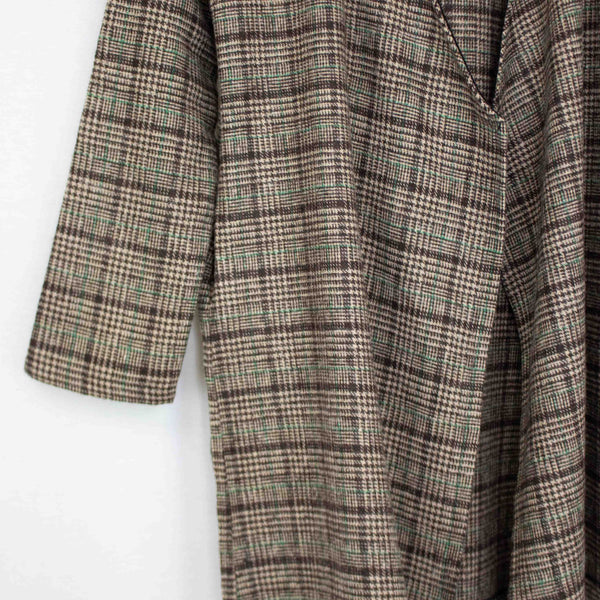 Oversized Open Front Checkered Jacket