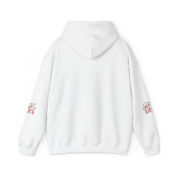 Dollhouse Logo Hoodie — Retro Pink & Gold Graphic Pullover