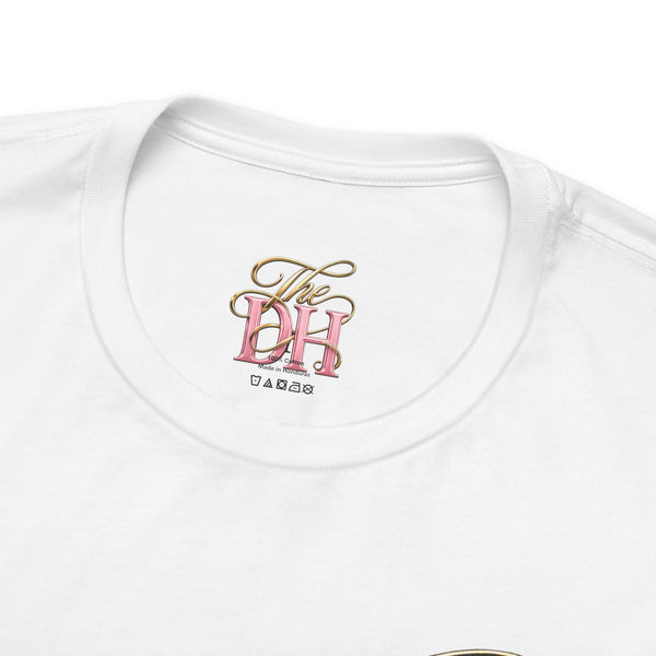 Dollhouse Script Tee — Gold & Pink Retro Logo T-Shirt