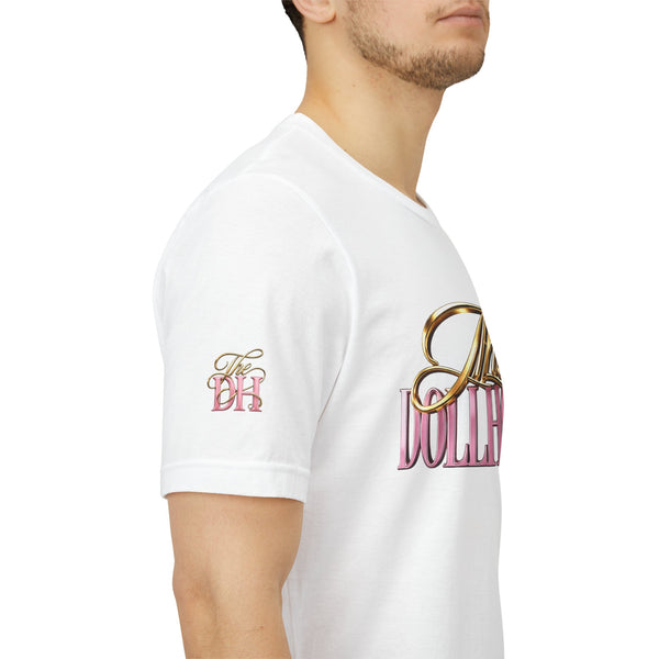 Dollhouse Script Tee — Gold & Pink Retro Logo T-Shirt