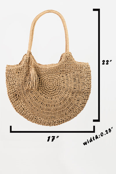 Fame Straw Braided Tote Bag