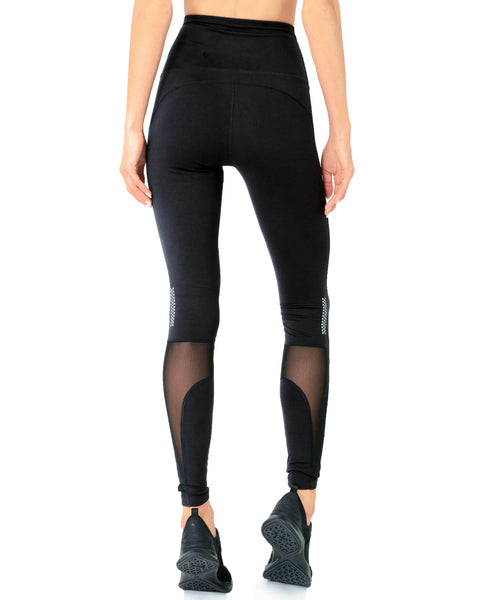 Athletic Mesh Leggings With Reflective Strips