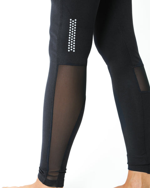 Athletic Mesh Leggings With Reflective Strips